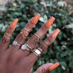 Burnt orange medium Square Press On Nails